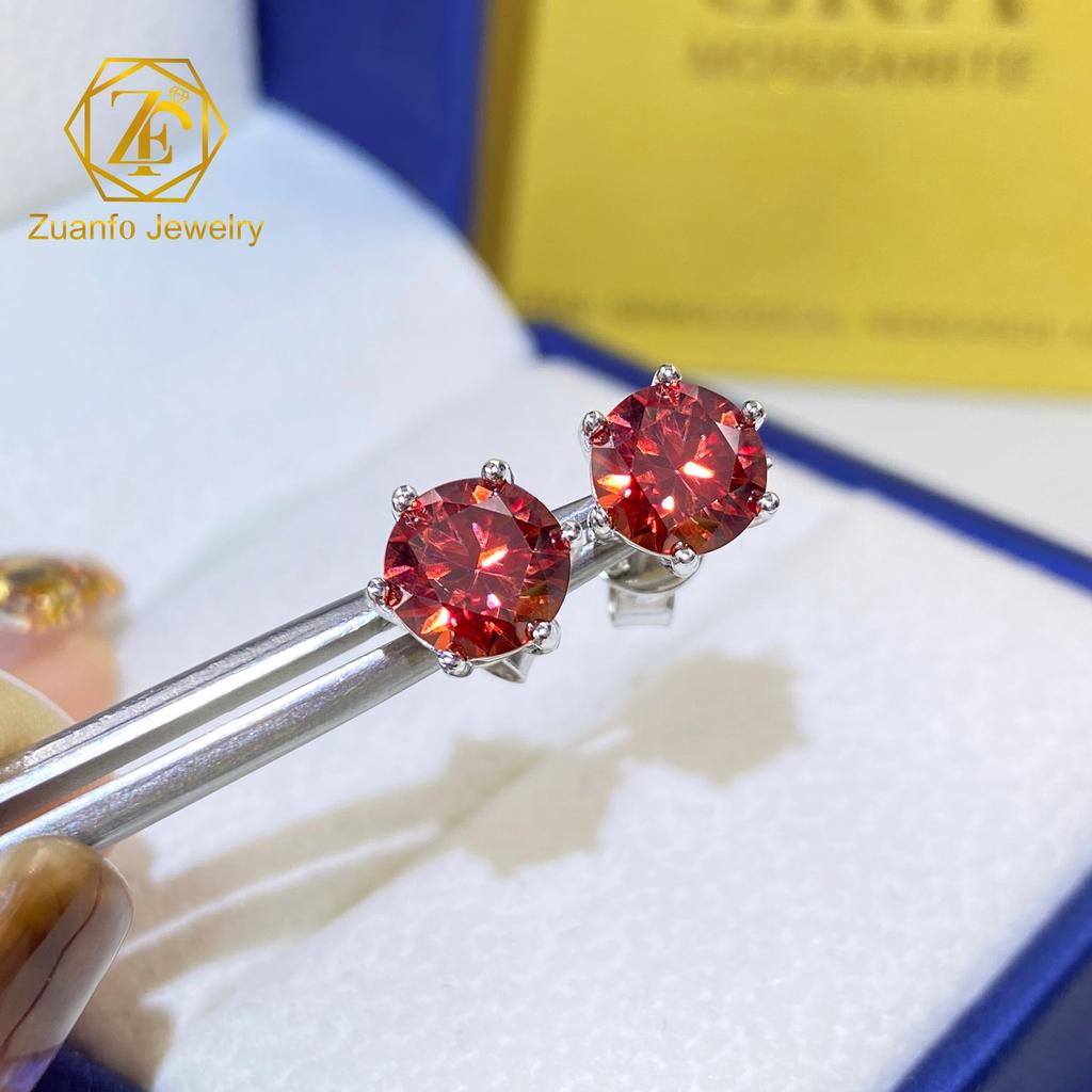 Iced Out Man 1CT 2CT 3CT Round VVS1 Moissanite Hip Hop Stud Earrings Pass Diamond Tester 925 Silver Moissanite Earrings