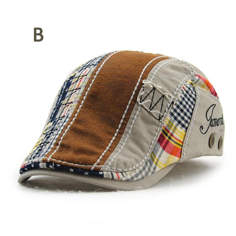 Fashion Unisex Men Newsboy Cabbie Gatsby Flat Cap Cotton Golf Beret Patchwork Hats
