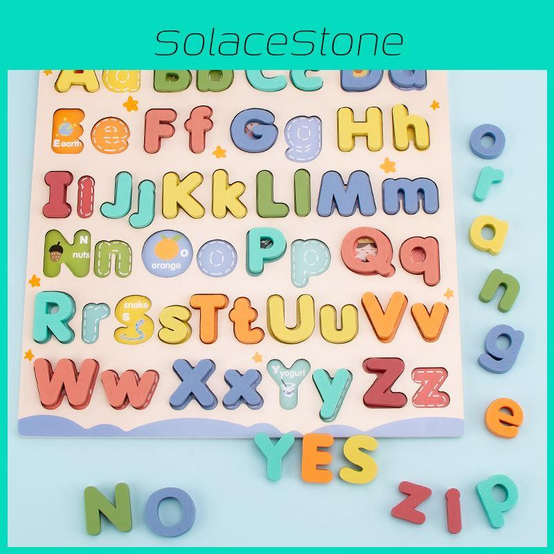 Alphabet Board Wooden Building Block Puzzle Toy For Kid Cognition English