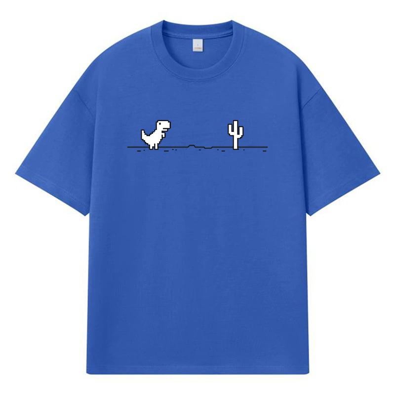 2026 Dinosaur Cactus Printed Graphic Y2k Harajuku Streetwear 100% Cotton T Shirt Casual Oversized Summer Men T-shirt