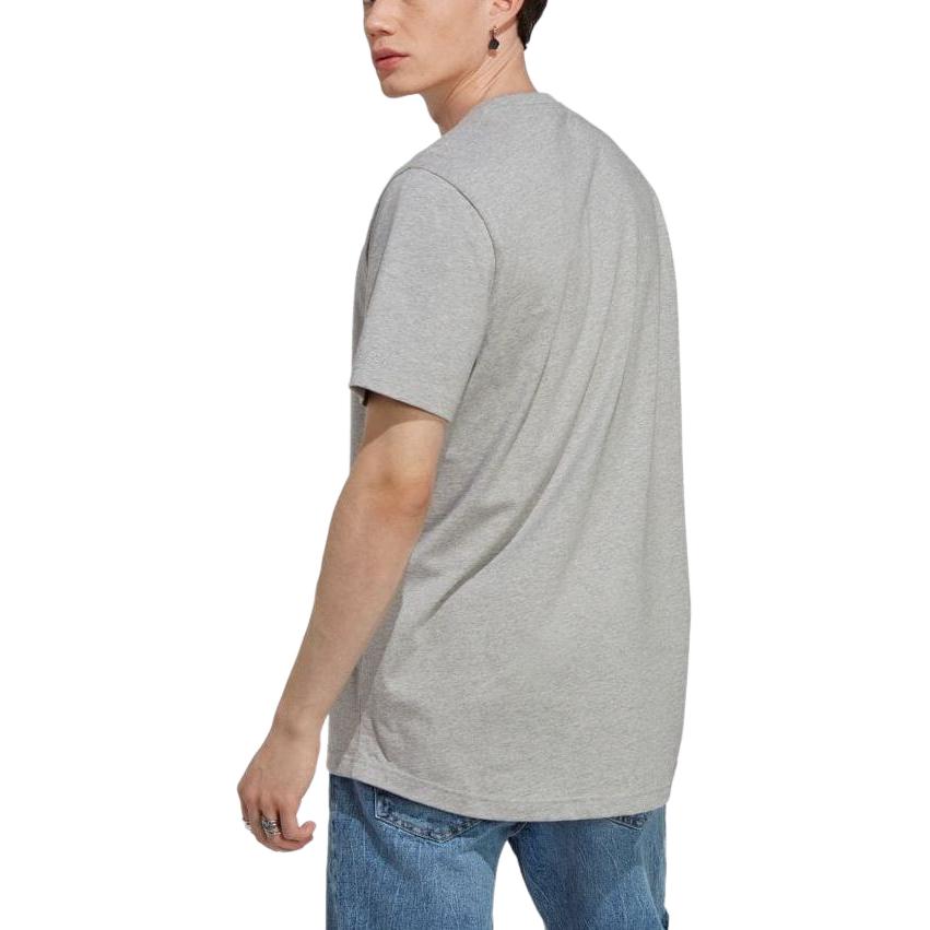 Adidas Solid Color Crew Neck Pullover Straight Casual Sports Short Sleeve T-Shirt Men Tops Medium-Grey-Heather IC9789