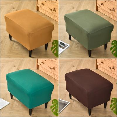 Solid Color Footstool Cover Fit Rectangle Footrest Washable Removable Sofa Covers Storage Stool Furniture Protector Slipcover