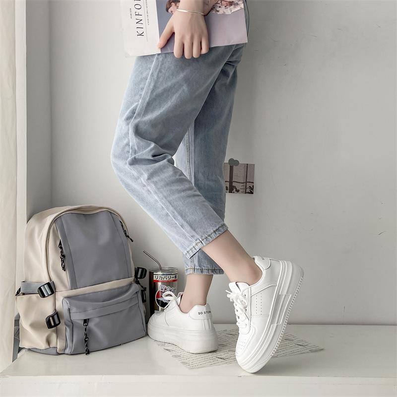 Platform white shoes women's 2025 autumn new college style versatile height increase casual sports board shoes muffin shoes ins tide