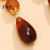 Long-lasting Diamond Setting Water Drop Earrings, with Amber Gradient Design, Durable Earrings Alloy Retro Elegant Style Jewelry