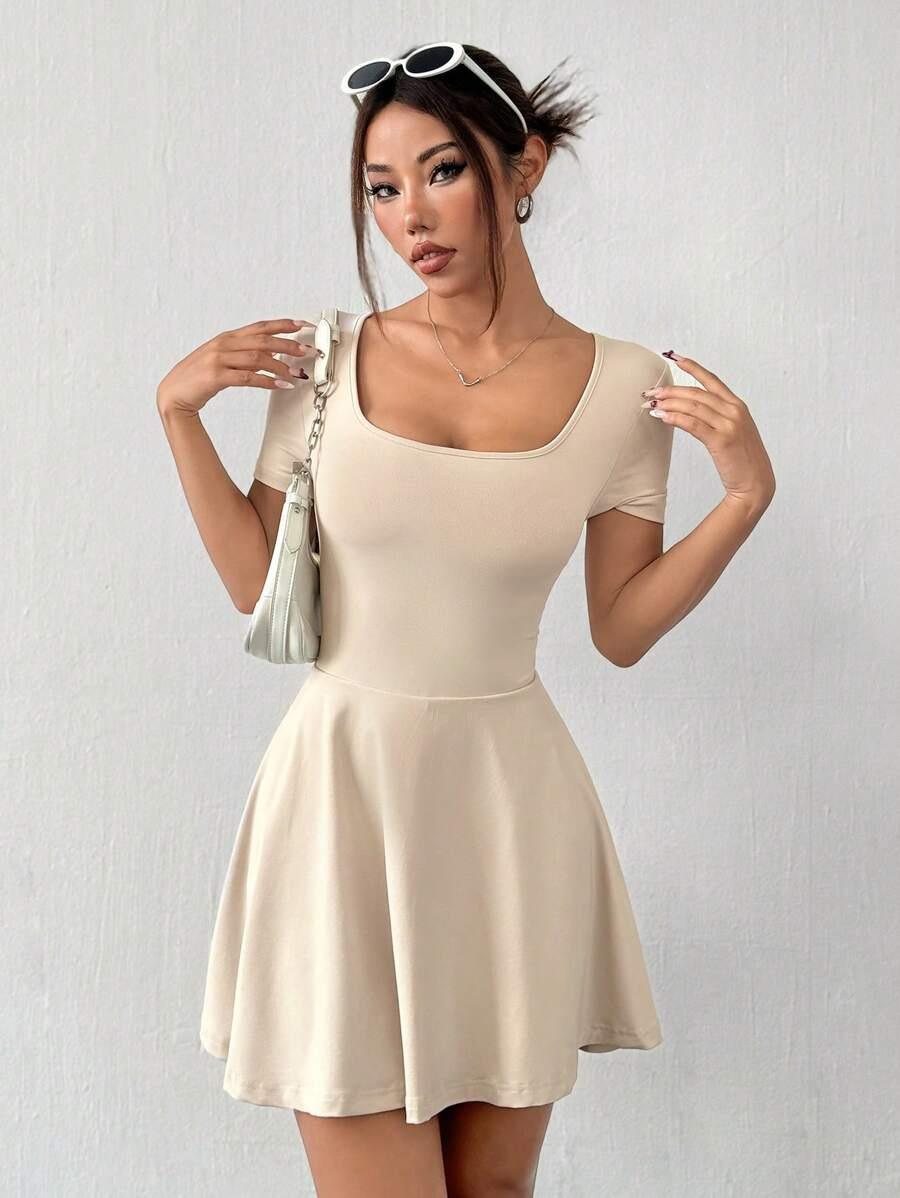 2025 European & American Slimming Solid Color Women s Dress – Fashionable & Elegant Waist-Cinching Design Small