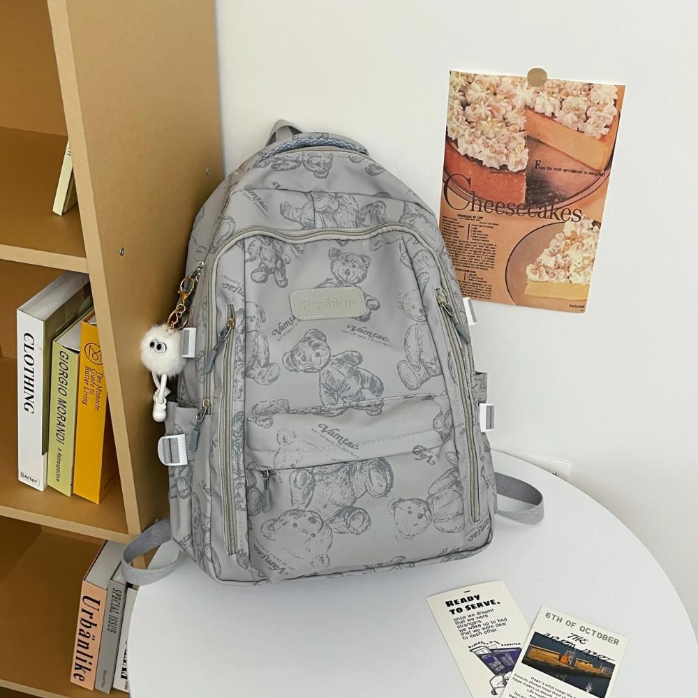 Women's Backpack Schoolbag for Teenage Girls Knapsack Student  Bear Pattern Cute Multi-pocket Woman BookBag