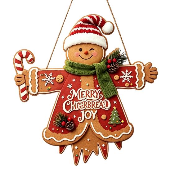 Seasonal Party Supplies Wooden Christmas Hanging Pendant, Cartoon Welcome Sign for Front Door, Holiday Shop Decorations Wall Decor with Cute