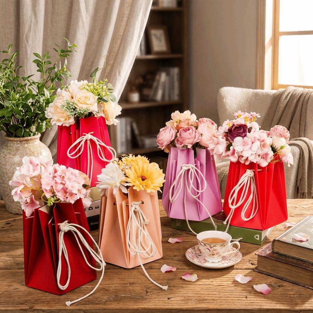 10Pcs Paper Flower Packaging Box Hand-folded Rose Bouquet Bags Flower Gift Box  Mother's Day
