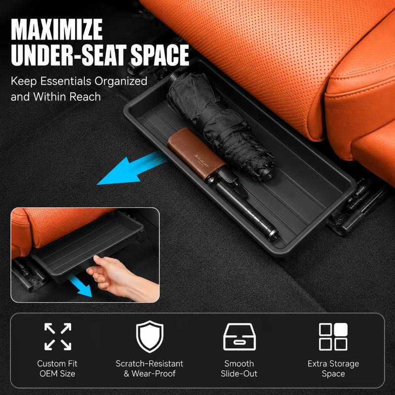 Car Under Seat Storage Tray Scratch Resistant Custom Fit BPA Free Organizer for Kids Toy Snack Car Storage Use