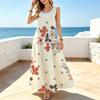 Summer Lightweight Flowy Beach Vacation Dress Sleeveless Minimalist Flared Long Skirt Flattering for Daily Casual Wear