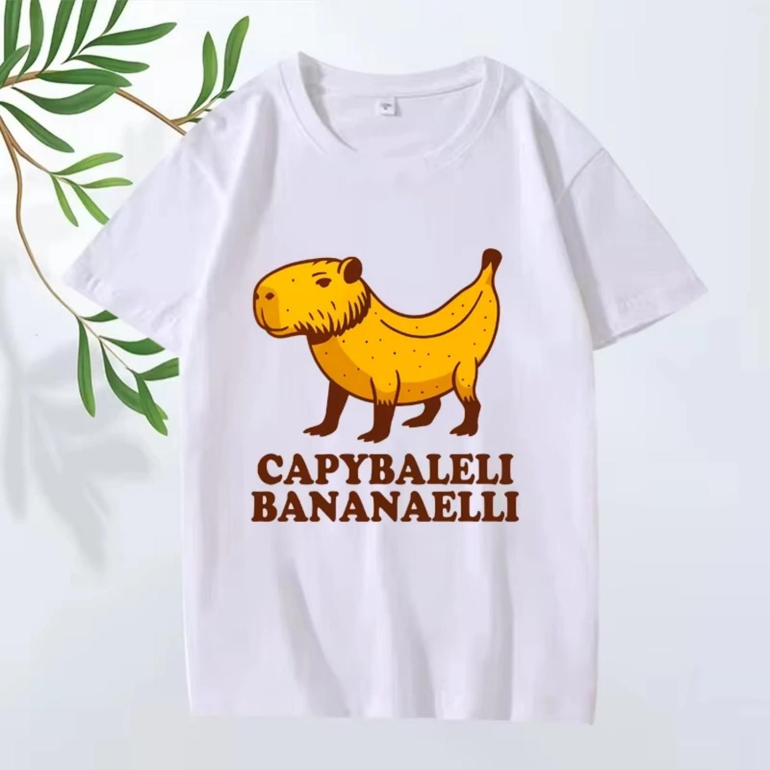 

Cappy Easter Funny Fashion Capybara Bunny Ears Animal Meme T-shirt for Men Women 100% Cotton T Shirts Short Sleeve Tops S чёрный