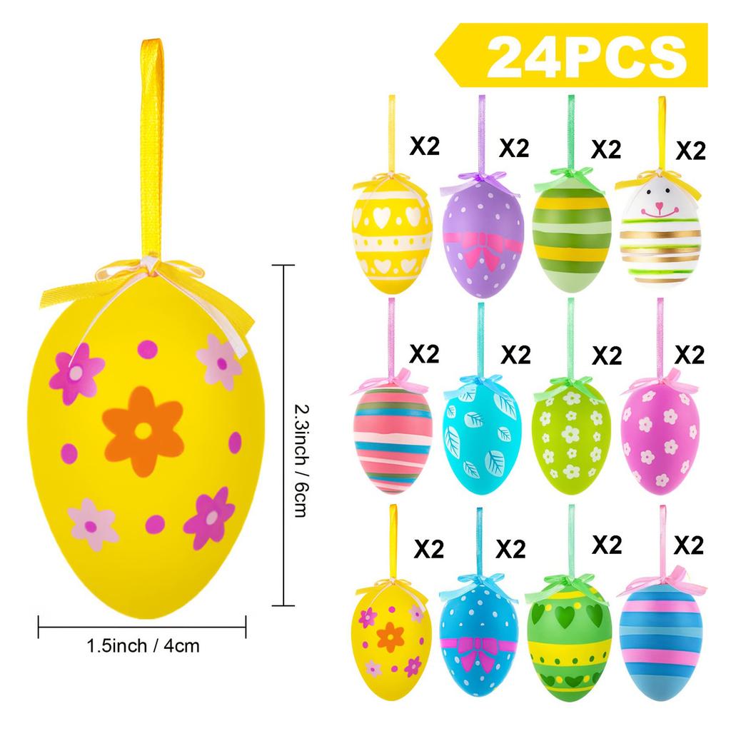 Easter Hanging Eggs Colorful Easter Egg Hanging Ornaments Decor Hand Painted Ball DIY Crafts Tree Ornaments Easter Decorations