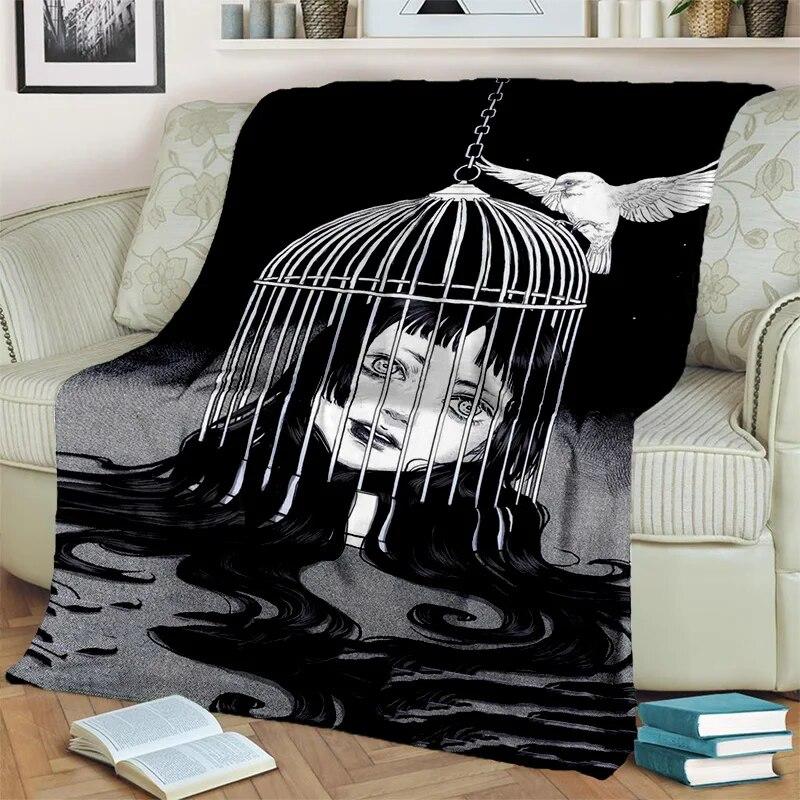 3D Horror Ghost Junji Ito Tomie Kawakami Blanket,Soft Throw Blanket for Home Bedroom Bed Sofa Picnic Travel Office Cover Blanket