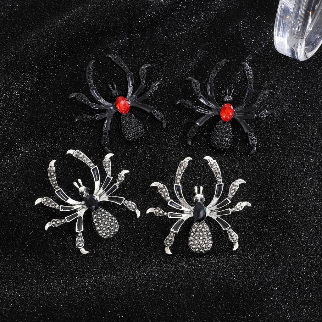 Exaggerated Black Spider Crystal Earring for Women Trendy Personality Dark Style Halloween Earrings Holiday Party Jewelry Gifts