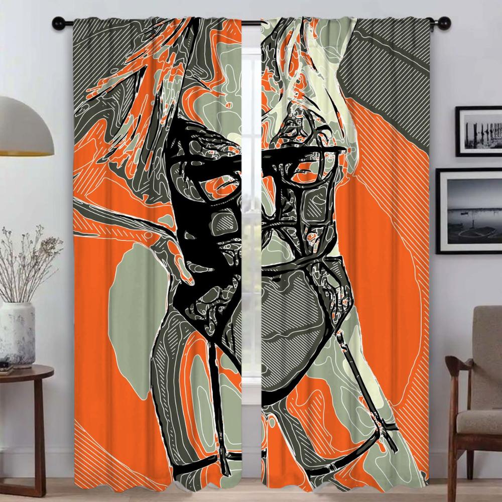 Abstract Sexy Girl Partition Blinds Halloween Decoration Window Curtain for Room 2 Panel Shades Elegant Room Curtains Living