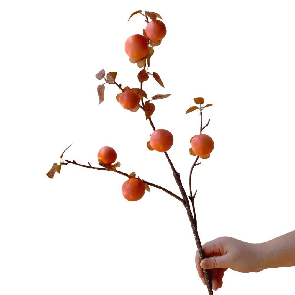 3/5/7 Heads Artificial Persimmon Branch Realistic Handmade Artificial Fruits Branches Plastic Foam Simulation Persimmon Fruit