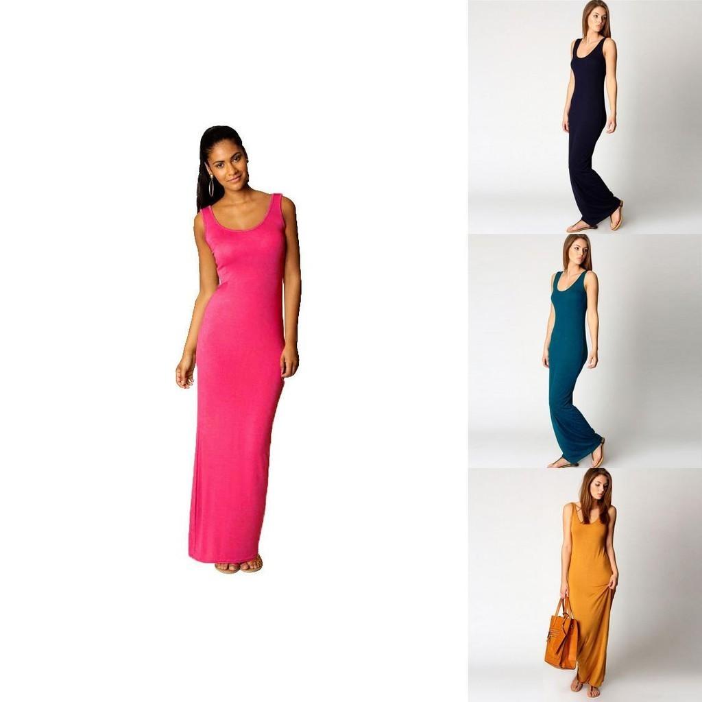 Elegante Abito Maxi Bodycon Senza Maniche da Donna per Spiaggia Casual e Uso Quotidiano