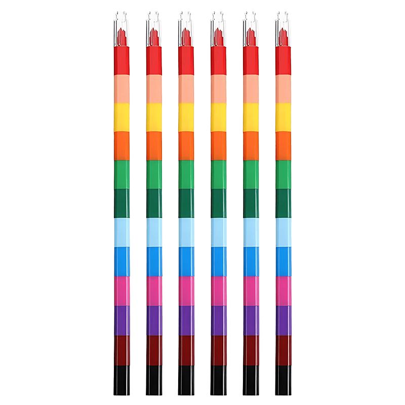 12-Color Building Block Crayons Fun Rainbow Color Stackable Drawing Crayons Graffiti Pen Art Supplies Birthday Gift Boy Girl