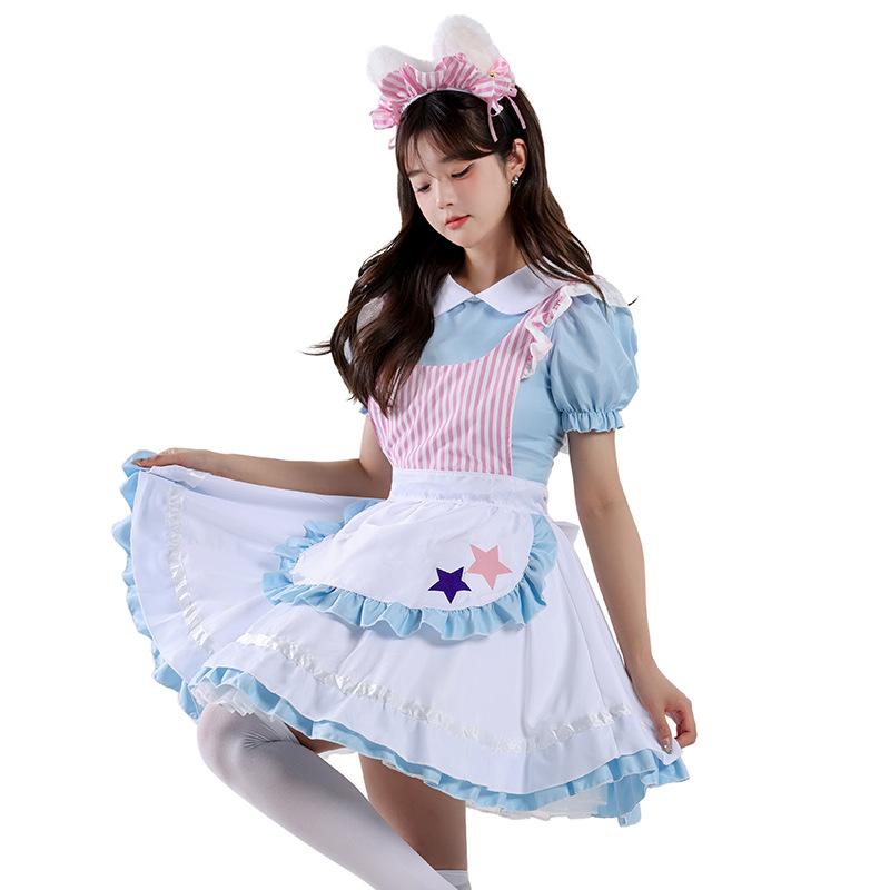 Japanese cute blue sexy cat maid dress cafe maid dress work dress