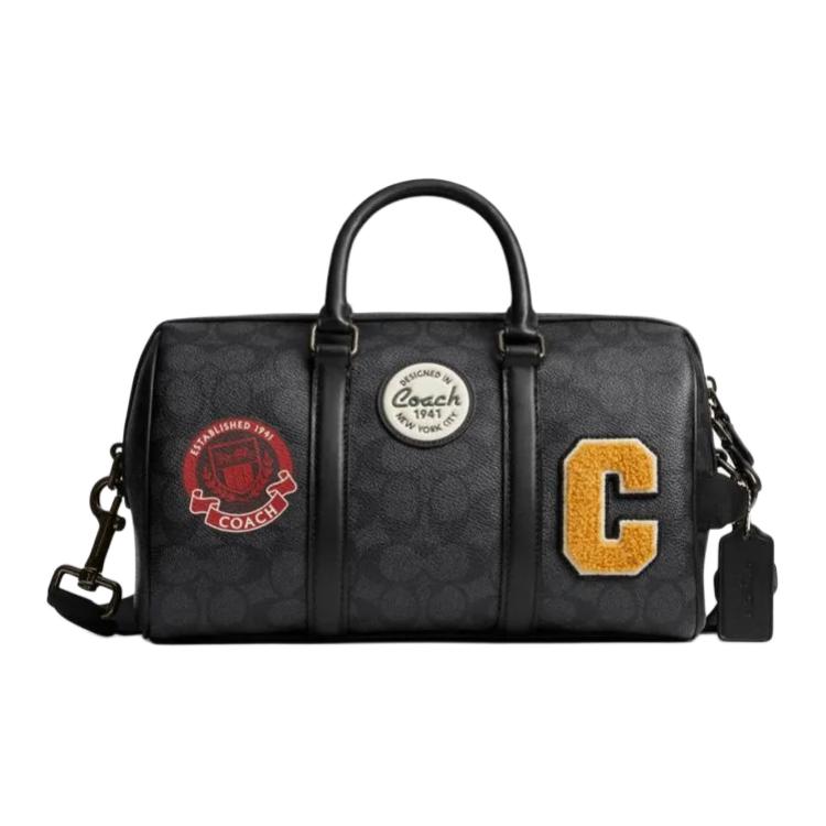 

Coach Venturer 27 Logo Print Zipper Closure Boston Bag Men Shoulder Bag Gray Black CY821-QBA5F Basic Set (Bag+Dust Bag)