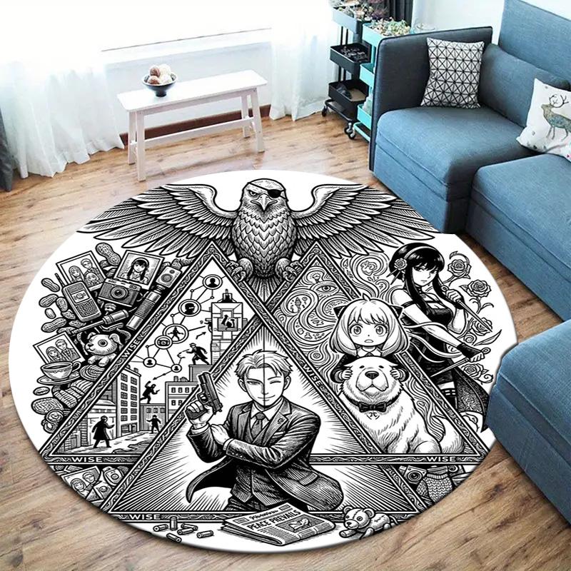 Spyxfamily Round Area Rug Carpet Rug For Living Room Bedroom Sofa Playroom Decor Nonslip Floor Mat