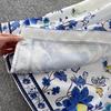 Vestido de Fiesta Boho para Mujer Impresión Floral Preciosa Gasa Manga de Farol Cierre de Cordones Cruzado Cuello en V Empalme de Banda de Satén