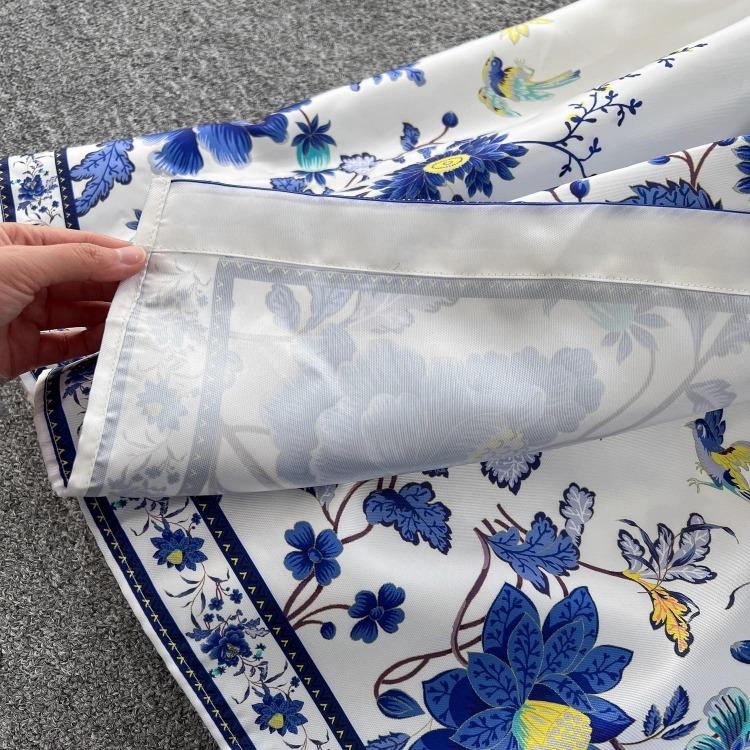 Vestido de Fiesta Boho para Mujer Impresión Floral Preciosa Gasa Manga de Farol Cierre de Cordones Cruzado Cuello en V Empalme de Banda de Satén