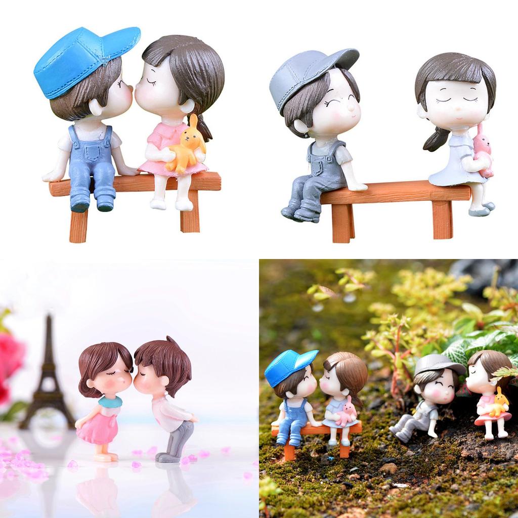 Whimsical Bench Couple Dolls Designed For Enchanting Miniature Garden Scenes