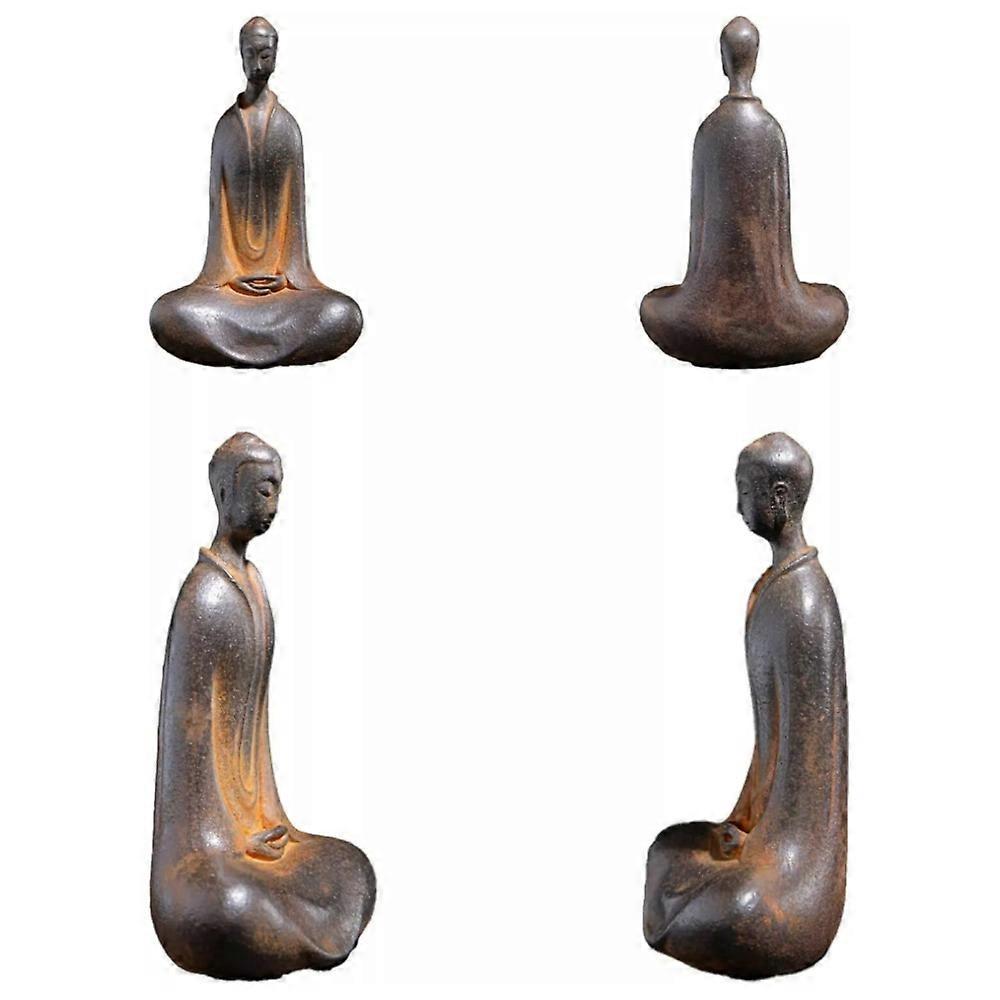 Minimalist Iron Zazen Buddha, Cast Iron Monk Figurine