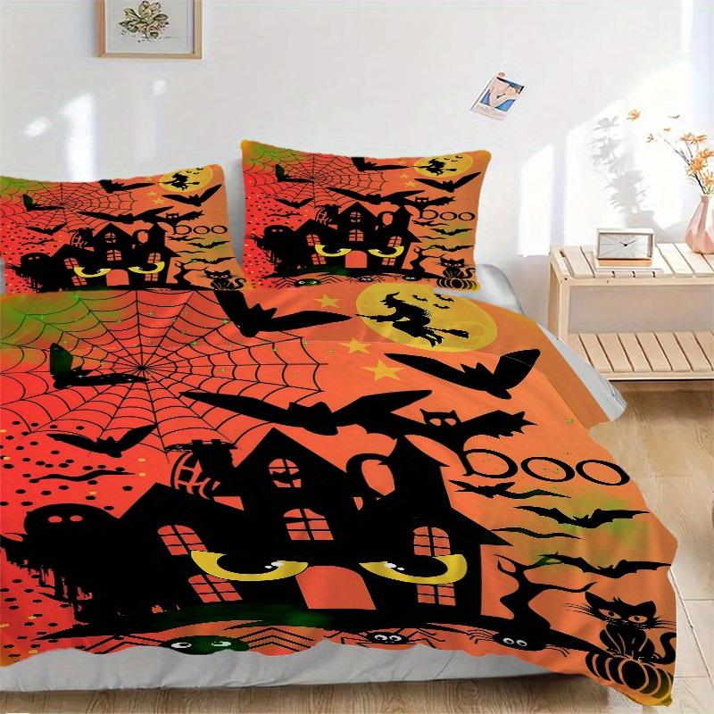 3er-Set Hexen-Halloween-Print-Bezüge Ultraweich, Atmungsaktiv und Bequem Bettwäsche mit Stilvollem Design für Schlafzimmer- und Gästezimmer-Dekoration 1 Bezug