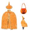 Child Witch Costume Unique Anime Cosplay Cape Hat Set Sparkling Pentagram Design with Pumpkin Bag Halloween Party Supplies