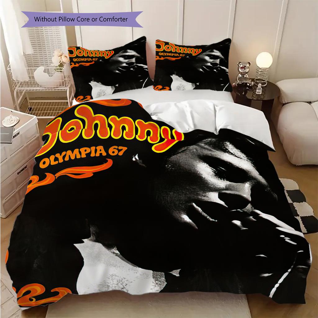 Famous rock singer Johnny Hallyday bedding, duvet cover, pillowcase, home decoration, birthday gift (1 * duvet cover+2 * pillowcase, coreless)