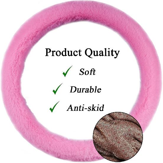 10 Pieces Fluffy Steering Wheel Covers Set,YSLSLOO Furry Steering Wheel Cover for Women Fashion Steering Wheel Cover Soft Steering Wheel Protector