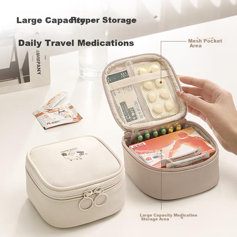 Lehuolvxing Portable Medicine Storage Bag, Small Pill Organizer Box, Pill Case, Travel Essential Medical Bag