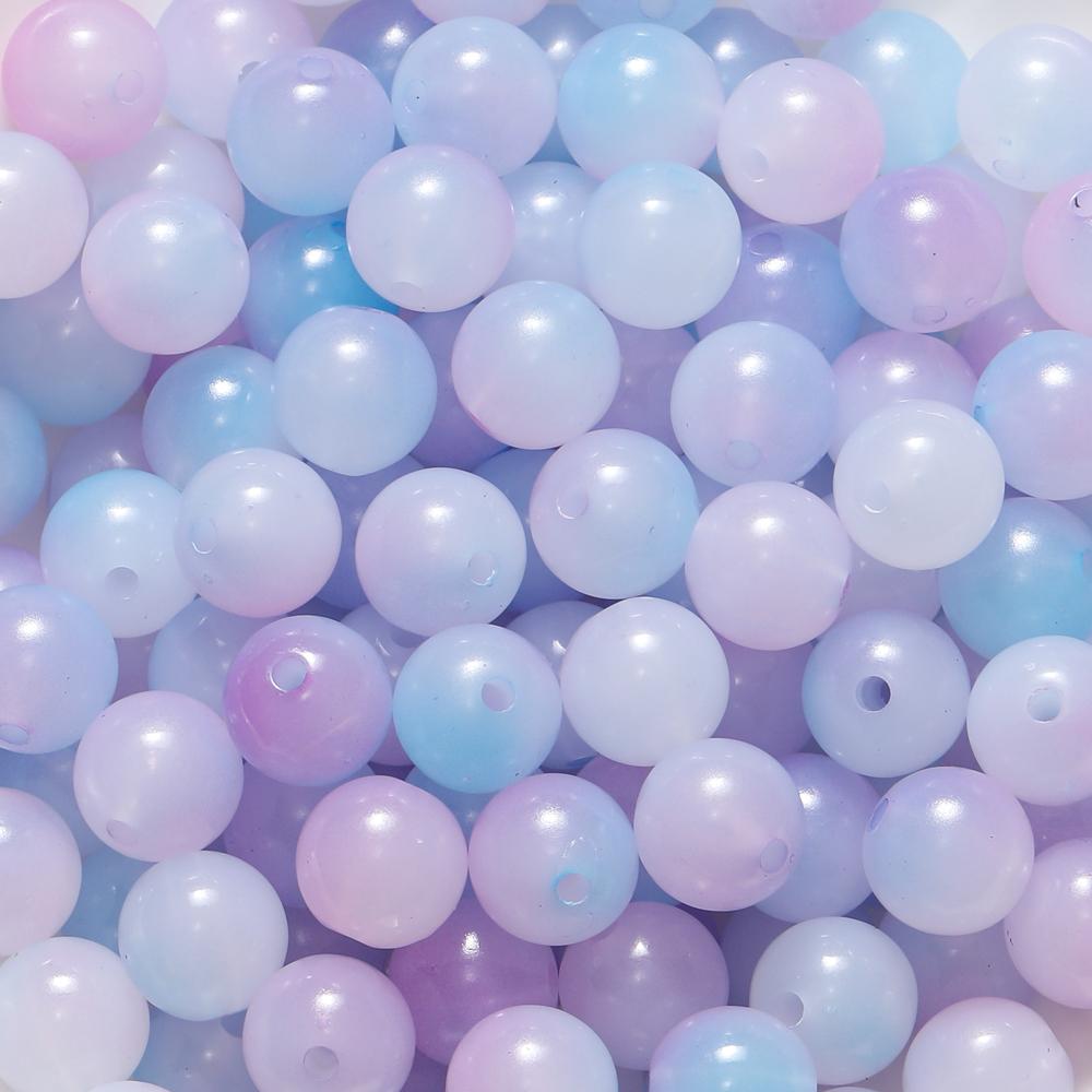 50Pcs 8/10mm Colorful Jelly Result Round Acrylic Beads Loose Spacer Beads for DIY Bracelet Necklace Jewelry Making Accessories