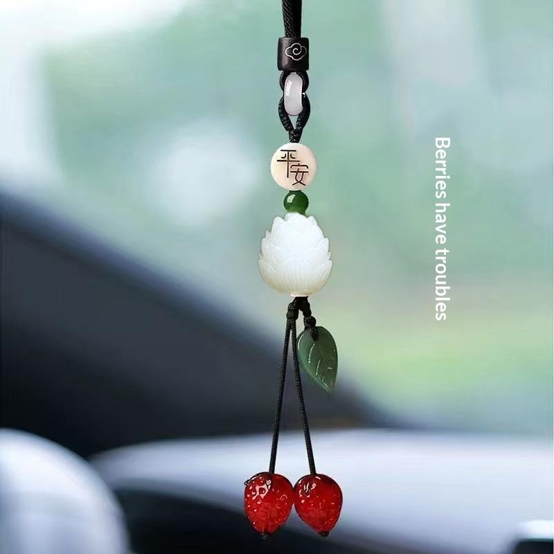

Persimmon/Lotus Ornaments Car Hanging Decorations Automobile Interior Accessories Lucky Charm Rearview Mirror Pendants Gift