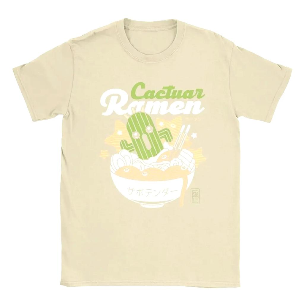 Cool Cactuar Ramen Final Fantasy T-Shirts for Men Crewneck T Shirts Short Sleeve Tee Shirt Unique Tops