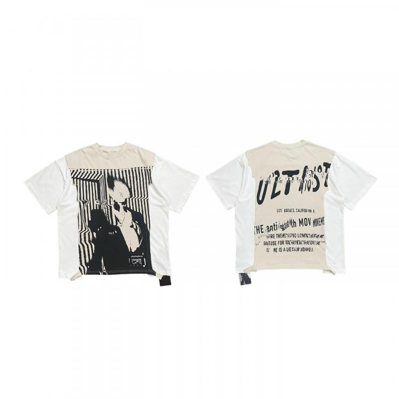 Herren locker geschnittenes Baumwoll-T-Shirt mit kreativem Buchstabenaufdruck lässiges Kurzarm-T-Shirt Herbst