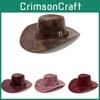 Retro Cowboy Hat For Men Women With Pu Leather Large Brim For Outdoor Sun Coverage