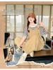Khaki Women's Age-Defying Overalls and T-Shirt Set - Spring/Summer 2024 Korean Style