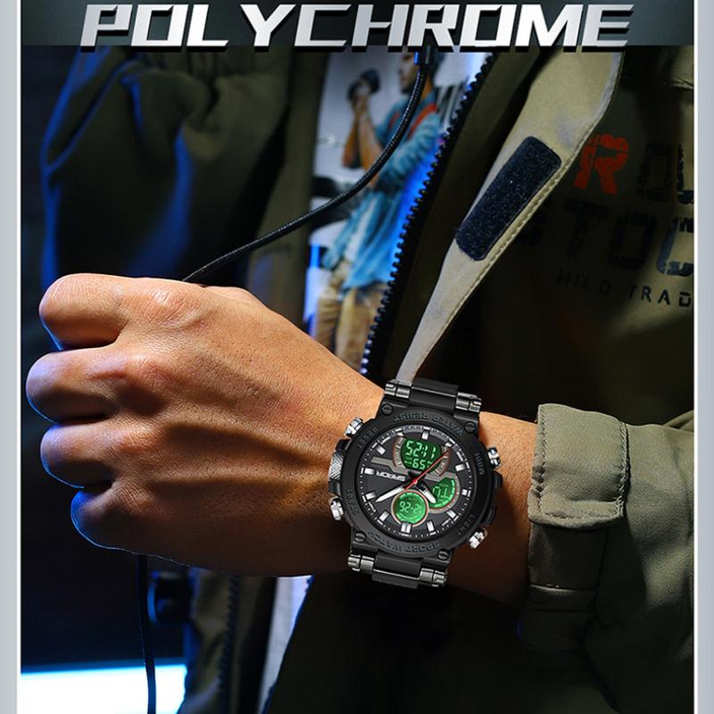 SANDA Watch Cool Trend Multifunctional Sports Waterproof Dual Display Electronic Watch