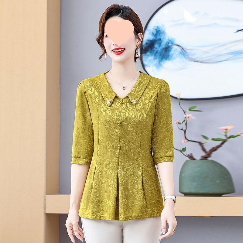Elegant Summer Slimming Blouse for Women Aged 40-50