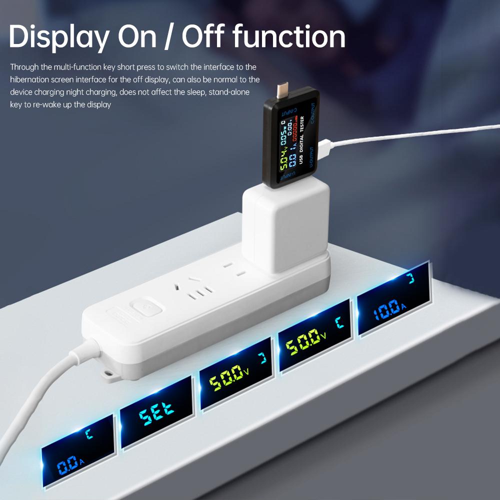 USB Type-C Tester 10 in 1 Current Voltage Capacity Meter DC 4.5-36V 0-8A Digital Voltmeter Ammeter Power Charger Indicator