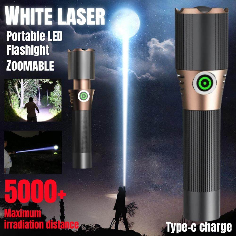 Lanterna Ultra Brilhante Mais Recente Recarregável Tipo-C Tocha Zoomável para Exterior Bateria 18650 Lanterna Portátil para Pesca Camping