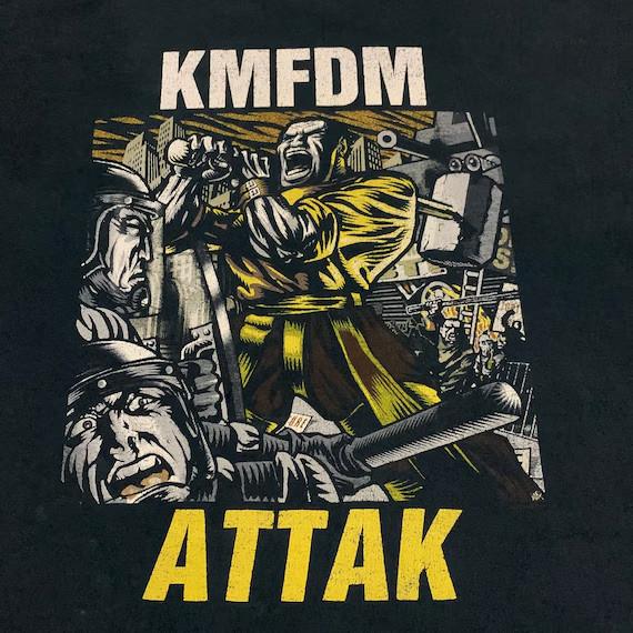 KMFDM Vintage Attak T-Shirt NIN Skinny Puppy Ministry Band NZ037 FREE SHPPING XXL