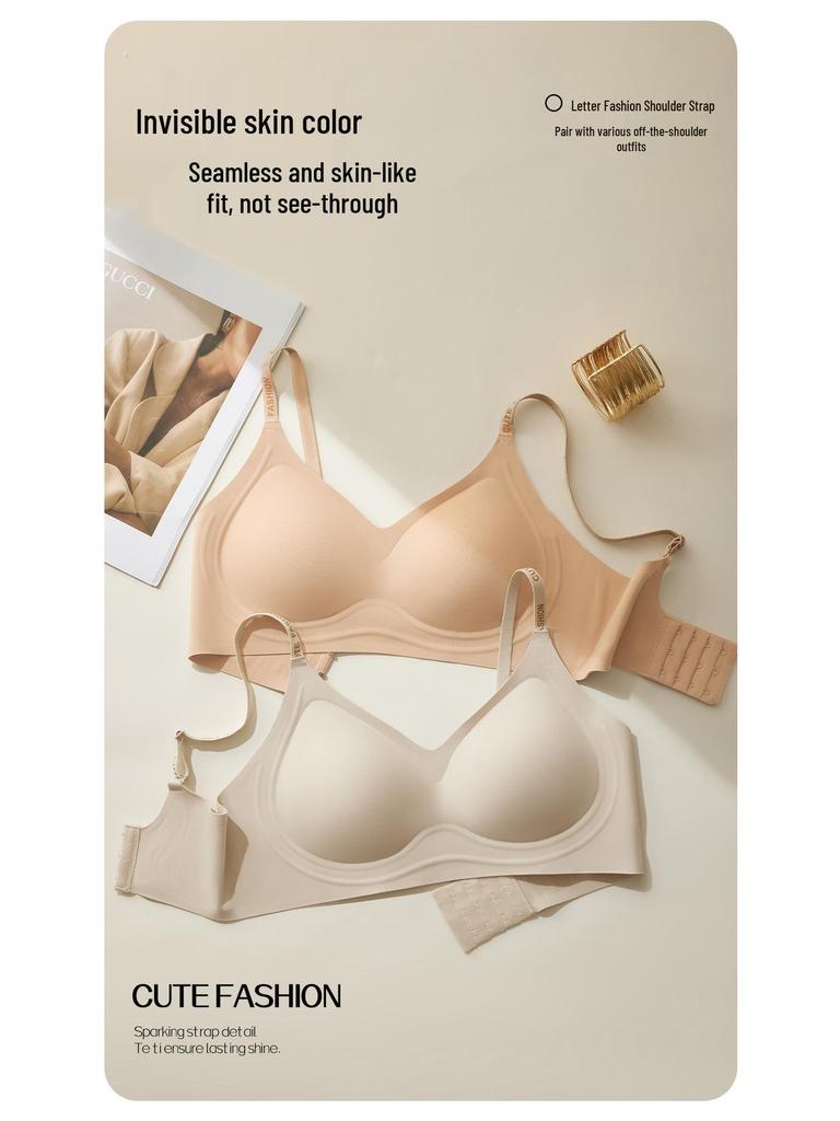 Women's Sports Bra - Seamless Jelly Soft Support, Anti-Sagging, with Back Letter Straps