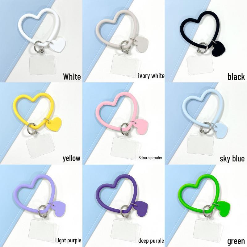 Heart-Shaped Silicone Bracelet Keychain Phone Strap
