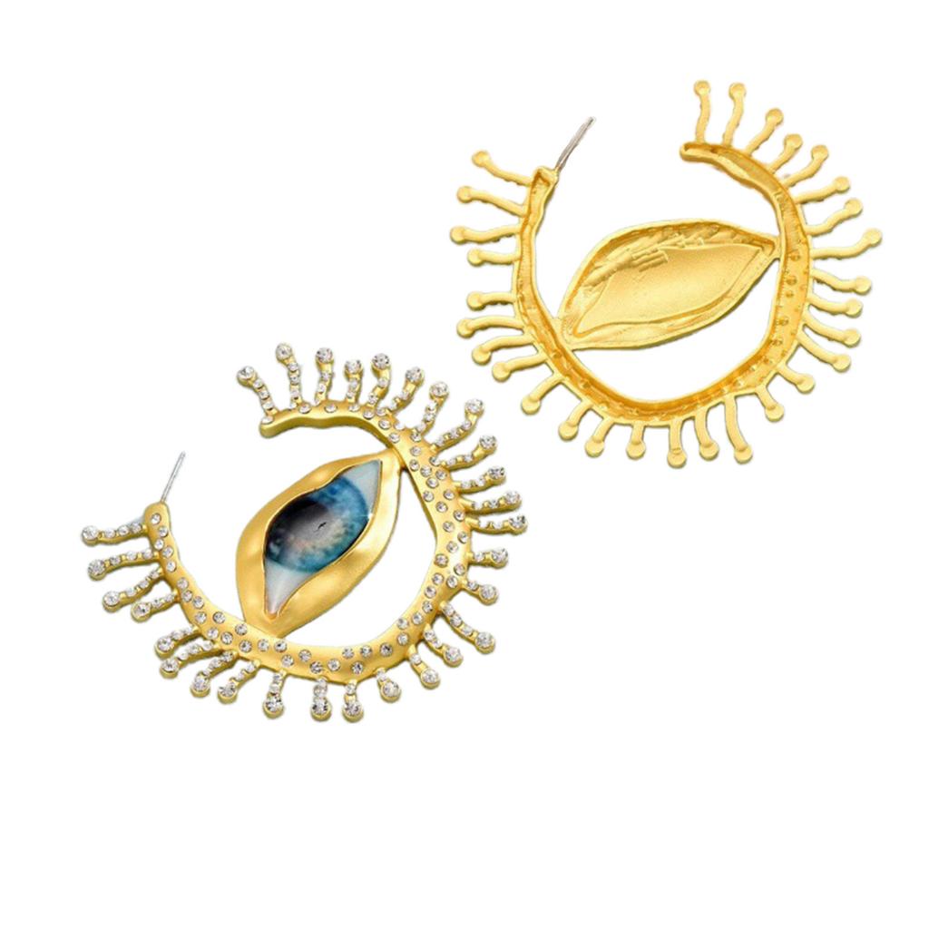 Alien Pupil Earwear Exaggerate Circular Ear Pendant Blue Eye Shape Ear Jewelry Big Hoop Earring Ornament for Women