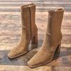 Women Ankle Boots 2025 New Square Heel Platform Boots Women Sexy High Heels Shoes Winter Casual Fashion Boots Shoes for Women