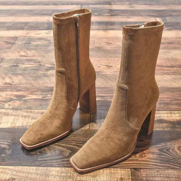 Women Ankle Boots 2025 New Square Heel Platform Boots Women Sexy High Heels Shoes Winter Casual Fashion Boots Shoes for Women